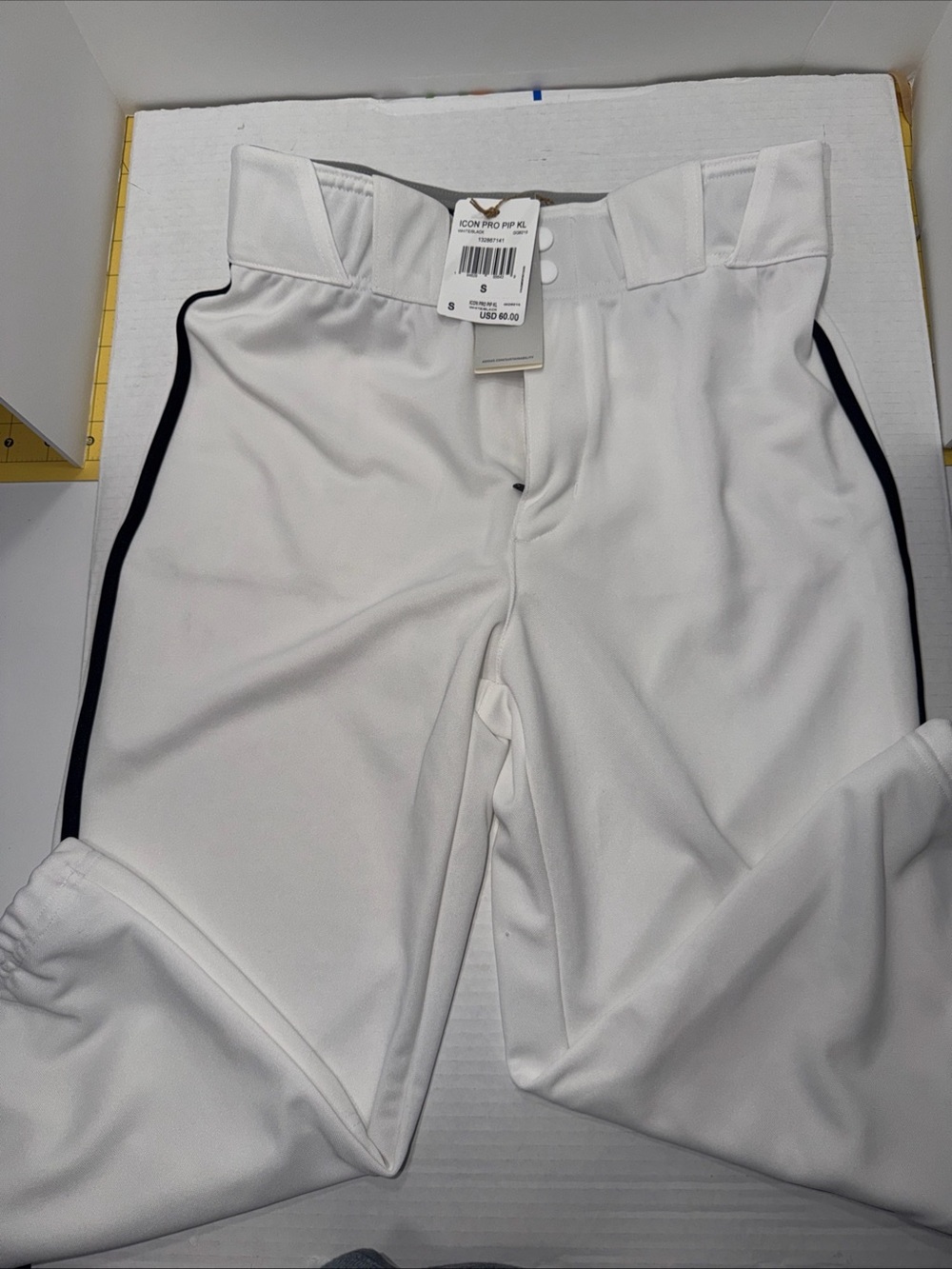 Adidas Icon Pro Baseball Knee Pants White Small NWT Black Stripe